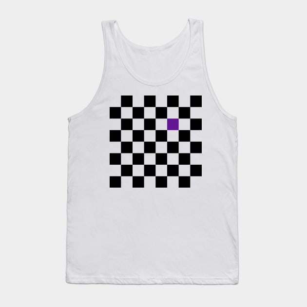 Checkered Black and White with One Purple Square Tank Top by AbstractIdeas